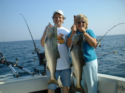 Anita and Craig Hirt with a nice double of Chinook Salmon